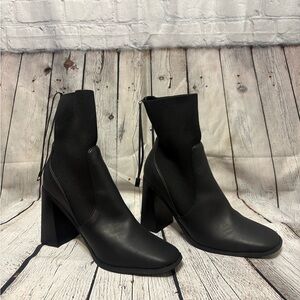 Express Sleek Square Toe Black Ankle Boots